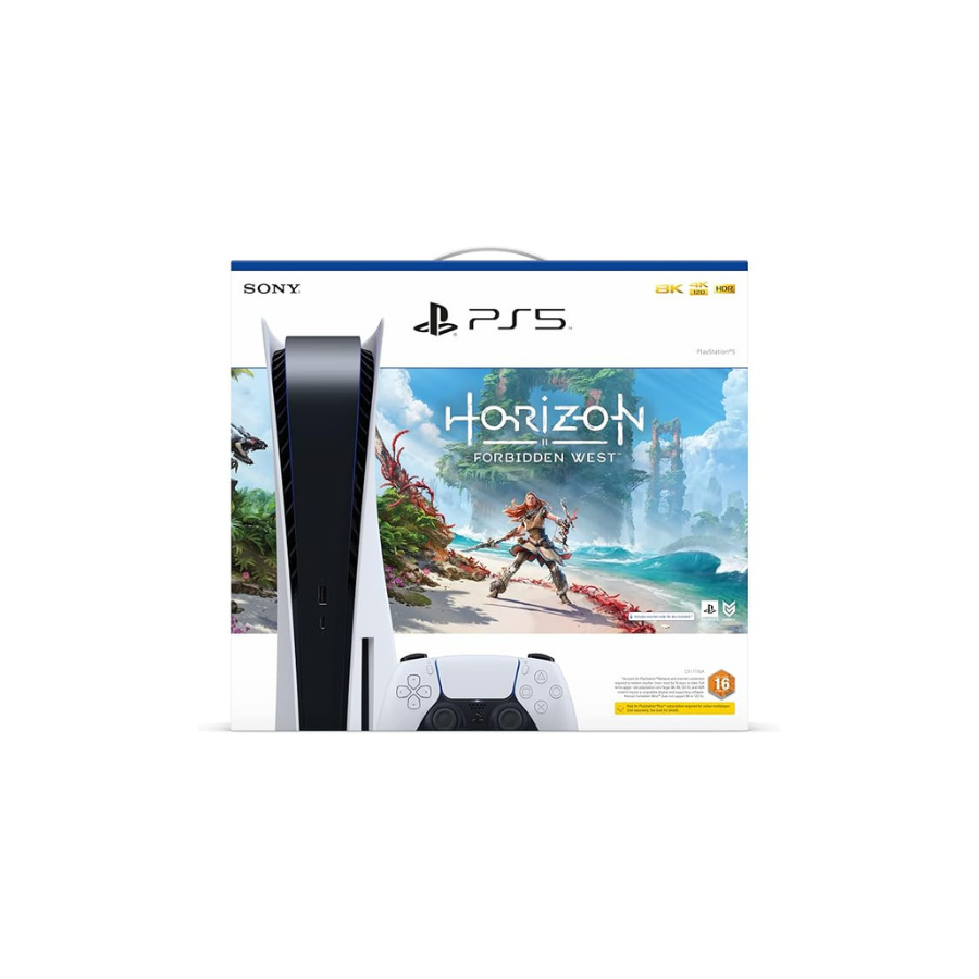 Playstation 5 Disc Console UAE Version with Horizzon Forbidden West Voucher Bundle (UAE Version)